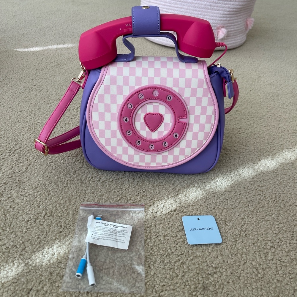 Chic Retro Phone Handbag in Pink and Purple - Picture 7 of 7